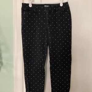 Old Navy Pixie Black Slacks with White Polka Dot Pattern